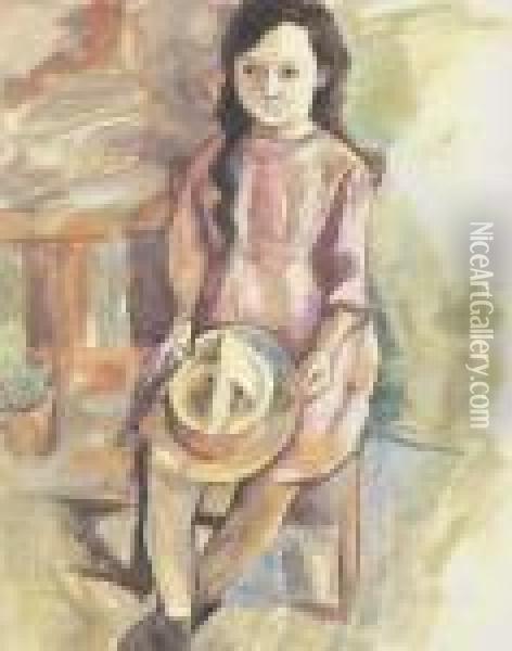 Fillette Au Chapeau Oil Painting - Jules Pascin