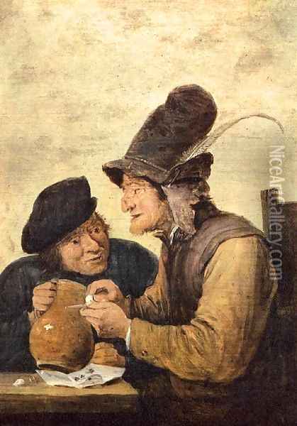 Two Drunkards Oil Painting - David The Younger Teniers