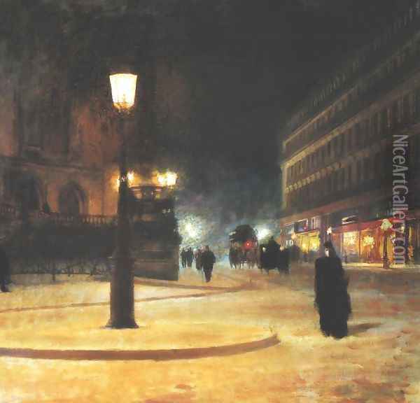 Parisian Opera House by Night Oil Painting - Ludwik de Laveaux