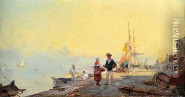 Sur Le Port. Oil Painting - Paul Bistagne