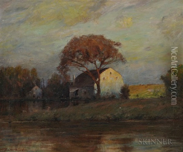 House On The Water's Edge Oil Painting - Walter Clark