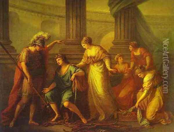 Hector Calls Paris to the Battle Oil Painting - Angelica Kauffmann
