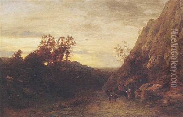 Italienische Landschaft Oil Painting - Albert Flamm