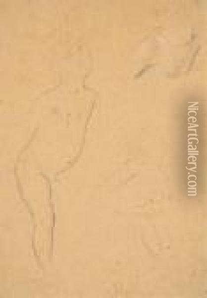 Trois Etudes D'enfant (recto); Etudes D'enfant (verso) Oil Painting - Gustav Klimt