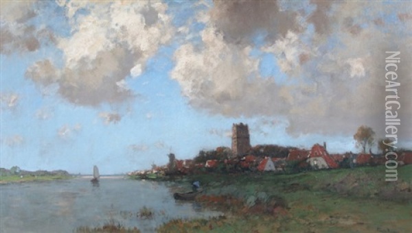 Ciudad Al Borde De Un Canal Oil Painting - Cornelis Kuypers