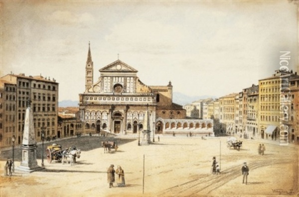 Firenze (piazza Santa Maria Novella) Oil Painting - Sandor Wagner