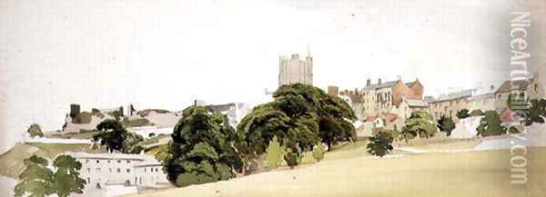 A View of Richmond Castle, Yorkshire, c.1860 Oil Painting - Edward W. Robinson