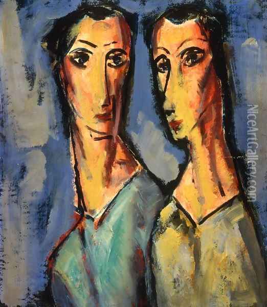 Two Heads 1928-1929 Oil Painting - Alfred Henry Maurer