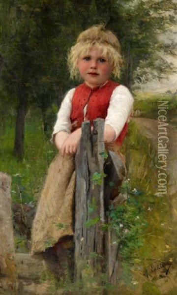 Portrat Eines Madchens Oil Painting - Adolf Echtler