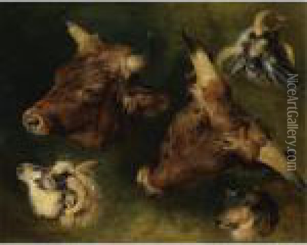 Studies Of Cattle And Sheep Oil Painting - Landseer, Sir Edwin