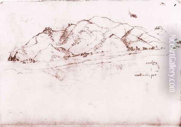 Landscape Near Pisa Oil Painting - Leonardo Da Vinci