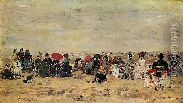 The Beach at Trouville VIII Oil Painting - Eugene Boudin
