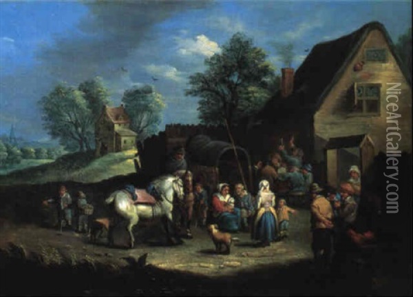 Exterieur D'auberge Oil Painting - Theobald Michau
