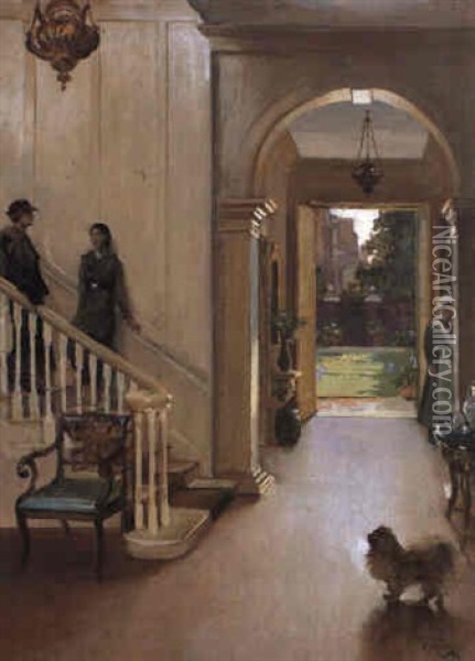 The Hall, Argyll House- A Summer Day Oil Painting - John Lavery
