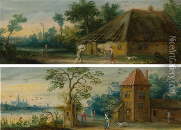 Zwei Landschaften Mit Figurenstaffage Oil Painting - Frans de Momper
