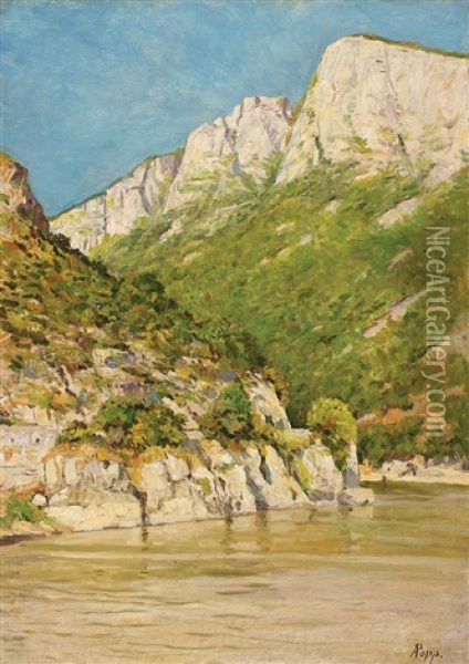 Danube Landscape Oil Painting - Alexandru Popp