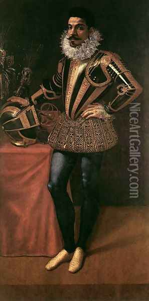 Portrait of Lucio Foppa c. 1590 Oil Painting - Giovanni Ambrogio Figino