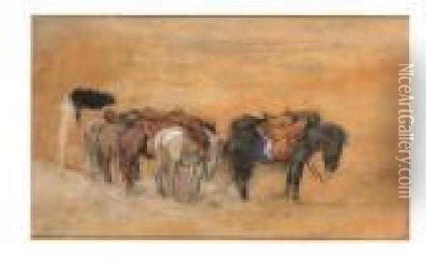 Donkeys On A Beach Oil Painting - George Hendrik Breitner