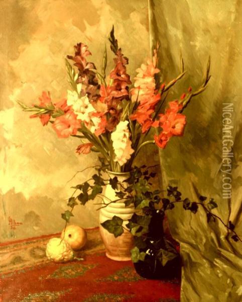 Stilleven Met Gladiolen. Gesigneerd En Gedateerd 36 Oil Painting - Constantin Joseph Alban