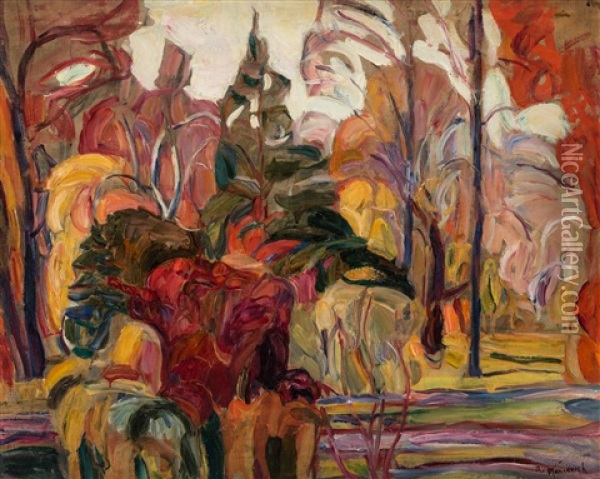 Autumn Scene Oil Painting - Abraham Manievich