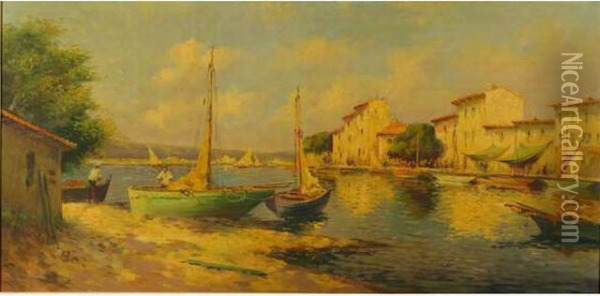 Petit Port Mediterranneen Oil Painting - C. Bellini