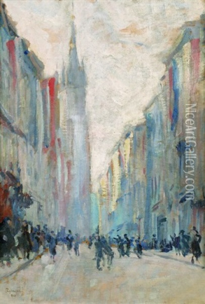 Ulica Florianska Oil Painting - Tadeusz Cybulski