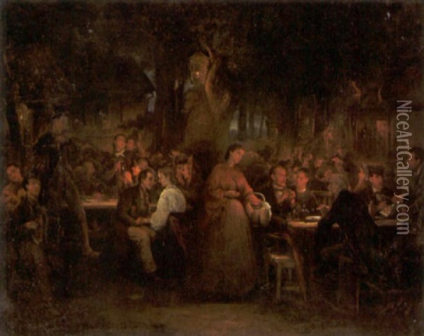 Beim Heurigen Oil Painting - Friedrich Ritter von Malheim Friedlaender