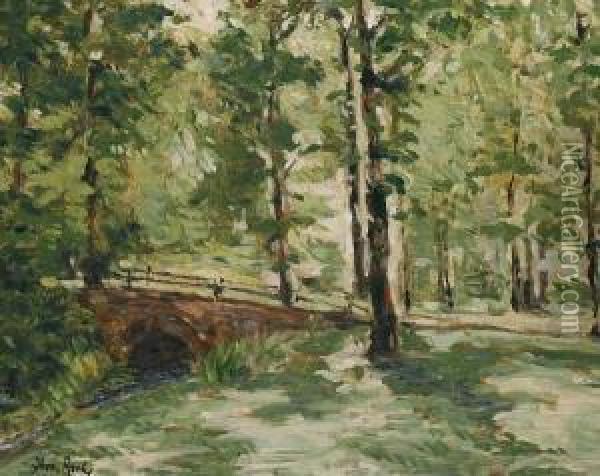 Path Through The Woods Oil Painting - Thomas C. Roche