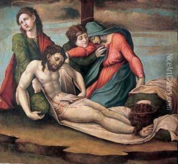 Compianto Di Gesu Cristo Tra Le Marie E San Giovanni Oil Painting - Marco Cardisco