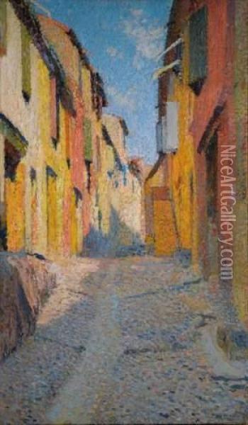 Une Rue A Collioure Oil Painting - Henri Martin