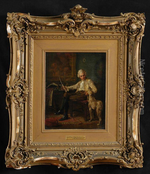 A Gentleman & His Dog Oil Painting - John Ward Dunsmore