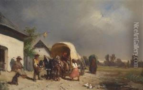 Resting Station For The Wagon Oil Painting - Johann Gualbert Raffalt