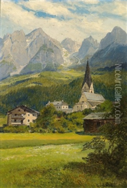 Dorf In Den Bergen Oil Painting - Konrad Petrides
