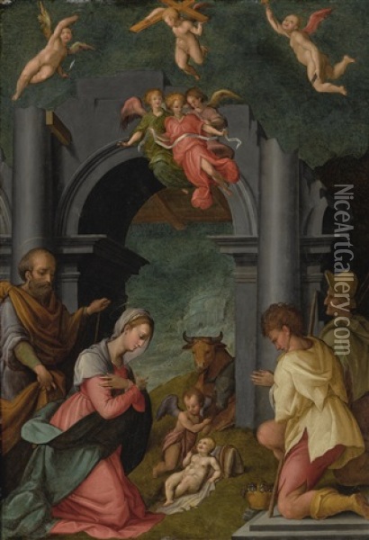 The Adoration Of The Shepherds Oil Painting - Tommaso Manzuoli