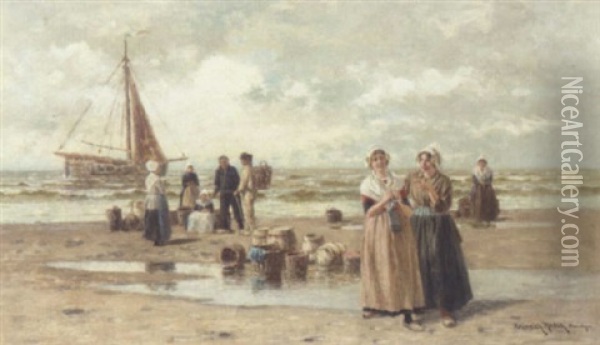 Gossiping Fishwives Oil Painting - Heinrich Rasch