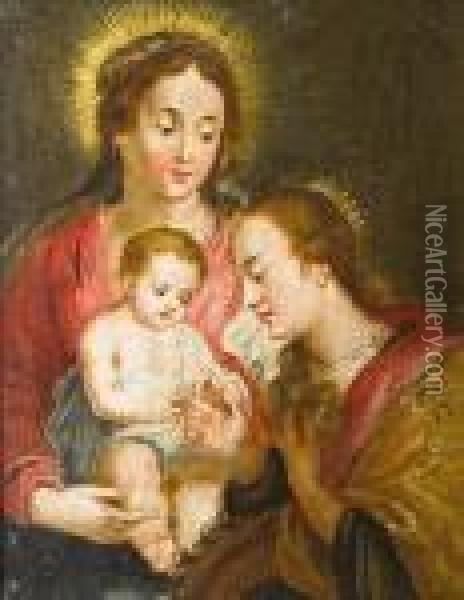 The Mystic Marriage Of Saint Catherine Oil Painting - Peter Paul Rubens