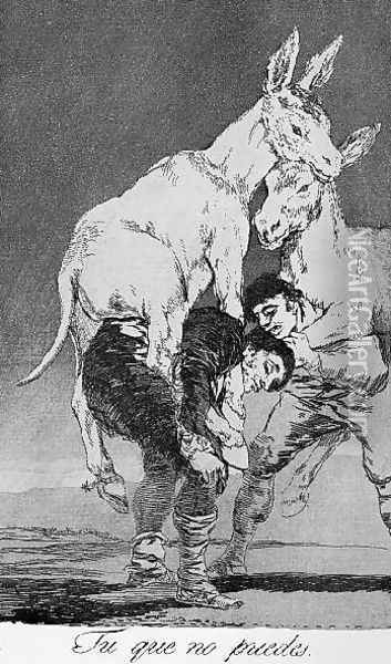 Caprichos Plate 42 They Who Cannot Oil Painting - Francisco De Goya y Lucientes