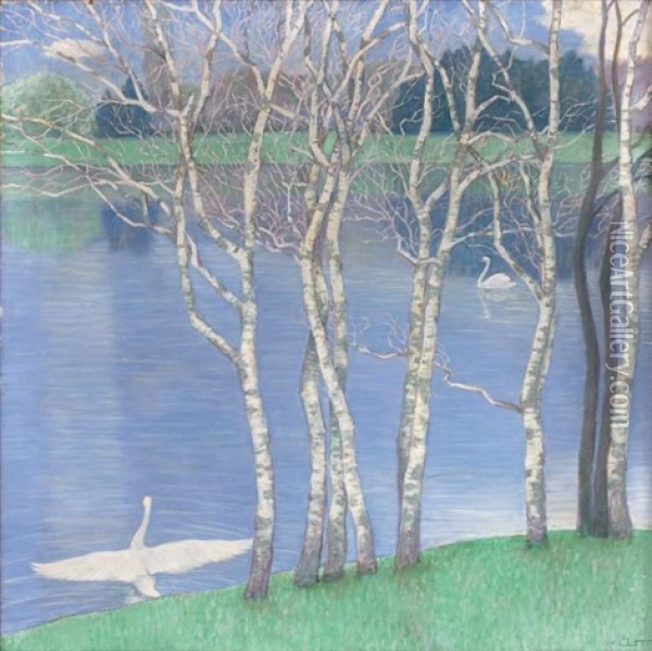 Les Cygnes, Apres-midi D'automne Oil Painting - Wilhelm List