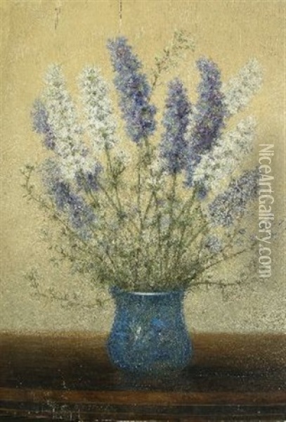 Still Life With Flowers In A Blue Vase Oil Painting - Hermanus Koekkoek the Younger