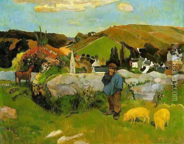 The Swineheard Oil Painting - Paul Gauguin