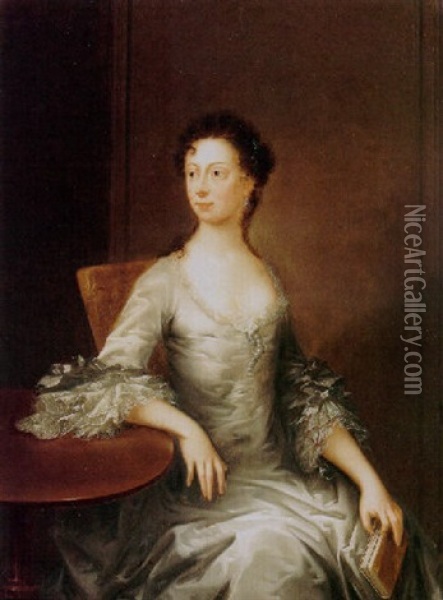 A Portrait Of A Lady (margaret Dunning?) Oil Painting - Thomas Bardwell