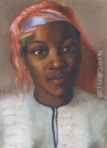 Portrait De Jeune Marocaine Du Sud Oil Painting - Eugene Bourgeois