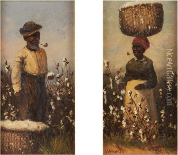 Couple With Cotton Oil Painting - William Aiken Walker