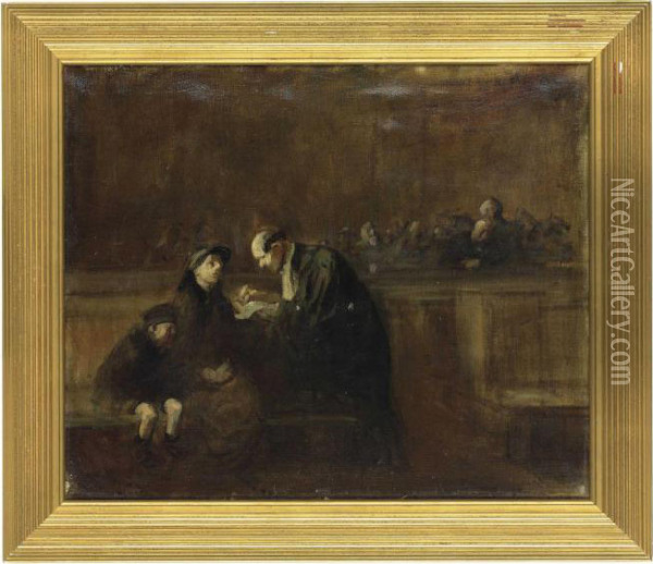 Scene De Tribunal, La Veuve Et L'orphelin Oil Painting - Jean-Louis Forain