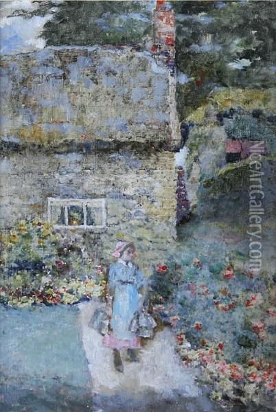 Old Cottage, Behind The Church Oil Painting - David Woodlock