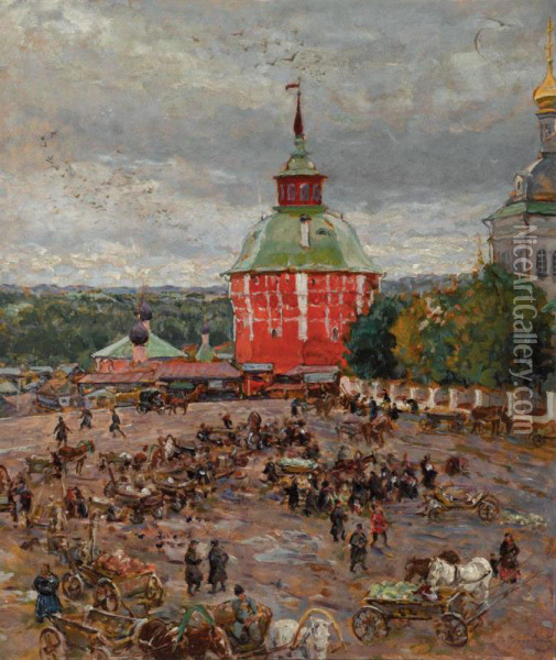 Market Day Oil Painting - Ivan Mikhailovich Grabovsky