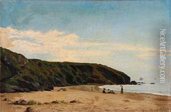 Beach Scene From Granville, France Oil Painting - Vilhelm Groth