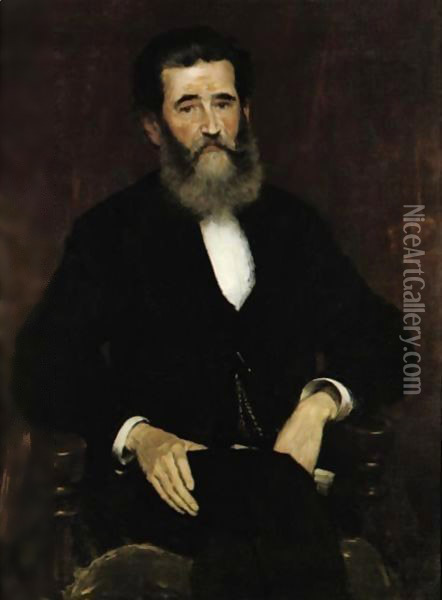 Portrait Of Louis Prang Oil Painting - William Merritt Chase