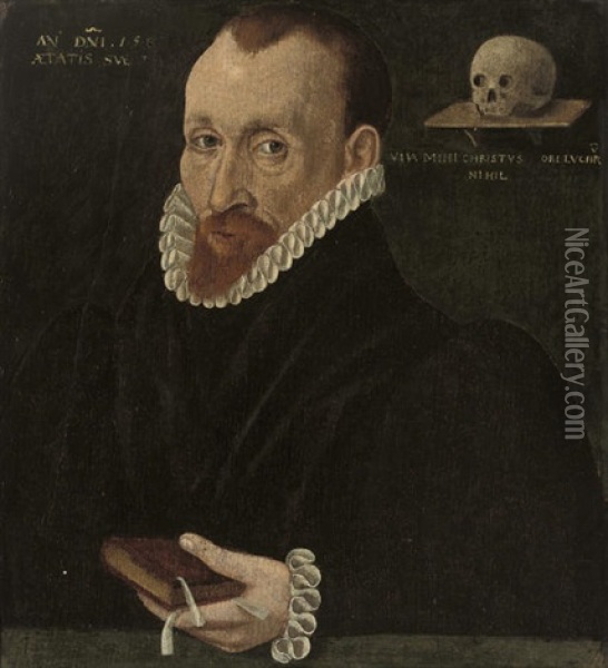 Portrait Of A Gentleman In A Black Coat And White Ruff Oil Painting - Hieronymus Custodis