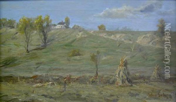 Landscape With House On A Hill Oil Painting - Adam Lehr